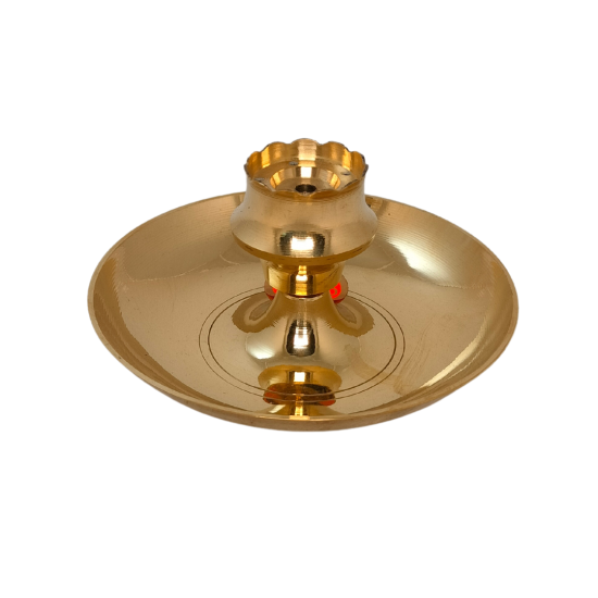 Brass Incense stick Holder/ Agarbatti Stand/ Agardaan (Sampat design), diameter 4 inches (₹510)