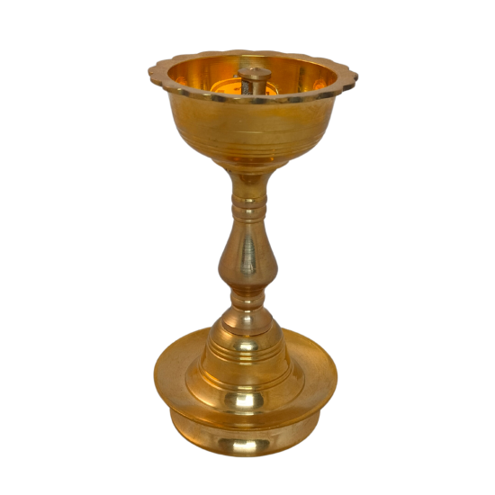 Brass Pyali Diya Oil Lamp (Udipi design with long stand)/ Udipi Nanda Pyali Diya, Height 6 Inches (₹1020)