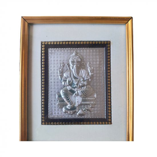 Pure Silver Ganesh Frame for Pooja room mandir/ Gifting, Wall Mount, 9 in by 8 in (₹500)