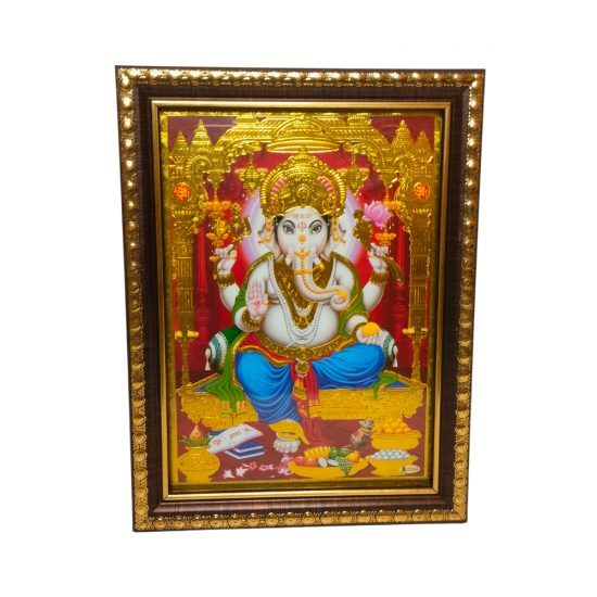 Ganesh Photo Frame / Picture Frame with Glass (wall hanging), 8 inches by 6 inches for Mandir, Table Decor (₹200)