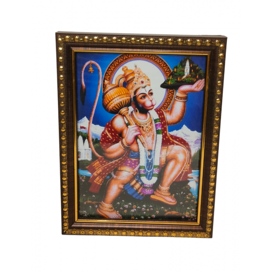 Hanuman Photo Frame / Picture Frame with Glass (wall hanging), 8 inches by 6 inches for Mandir, Table Decor (₹200)