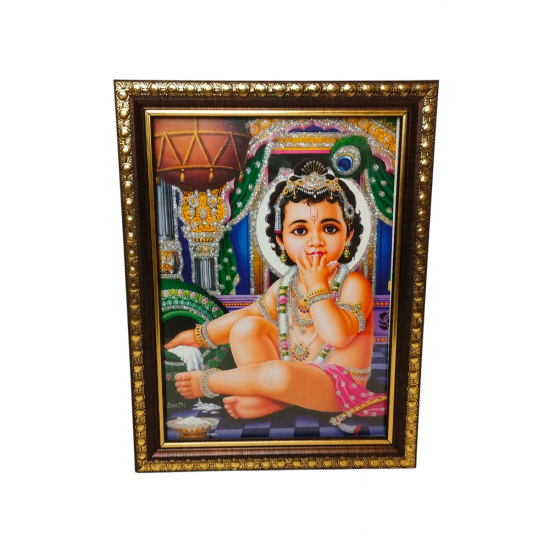 Krishna Photo Frame / Picture Frame with Glass (wall hanging), 8 inches by 6 inches for Mandir, Table Decor (₹200)