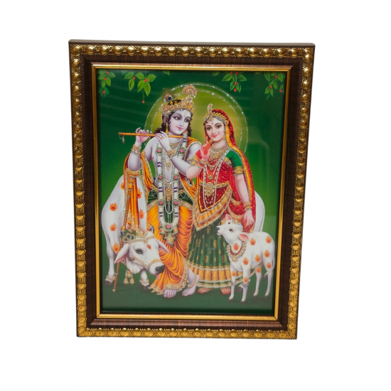 Radha krishna Photo Frame / Picture Frame with Glass (wall hanging), 8 inches by 6 inches for Mandir, Table Decor (₹200)