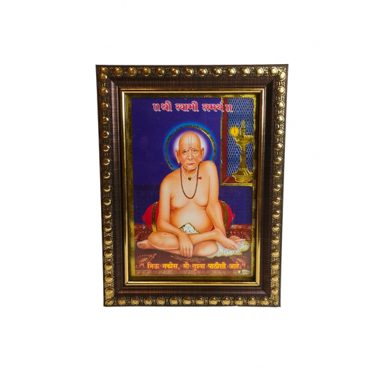 Swami Samarth Photo Frame /  Picture Frame with Glass (wall hanging), 6 inches by 5 inches for Mandir, Table Decor (₹150)