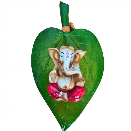 Ganesha Wall Hanging for Home Decor Height 10 inches Paan shaped (Polyresin / Fiber, Multicolor) (₹570)