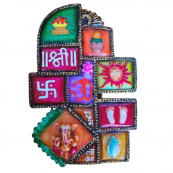 Ganesha Ashtamangal Wall Hanging for Home Decor Height 9 inches (Polyresin / Fiber, Multicolor) (₹615)
