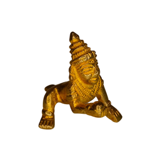 Brass Ladoo Gopal Idol, Height 1.5 Inch | Laddu Gopal Bala Krishna Murti for Pooja & Home Mandir (₹200)