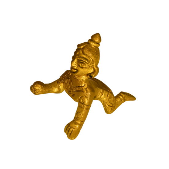 Brass Ladoo Gopal Idol, Height 2 Inch | Laddu Gopal Bala Krishna Murti for Pooja & Home Mandir (₹250)