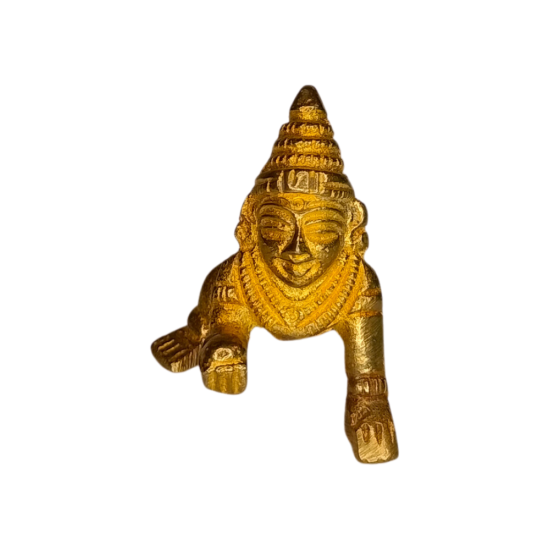 Brass Ladoo Gopal Idol, Height 1.5 Inch | Laddu Gopal Bala Krishna Murti for Pooja & Home Mandir (₹200)