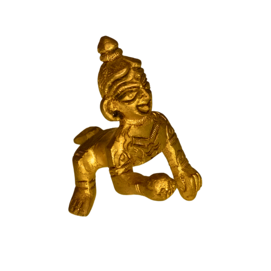 Brass Ladoo Gopal Idol, Height 2 Inch | Laddu Gopal Bala Krishna Murti for Pooja & Home Mandir (₹250)