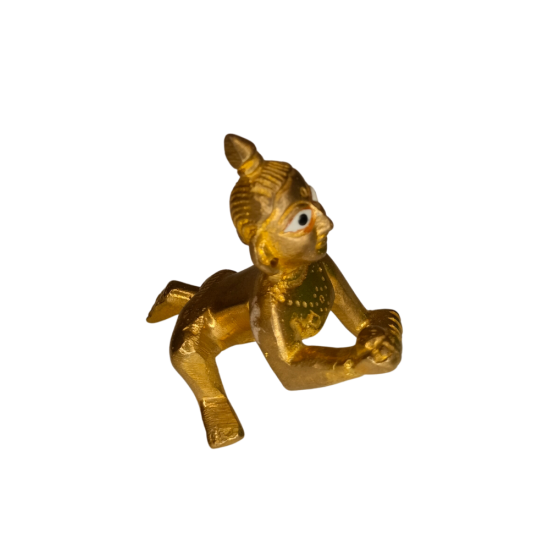 Brass Ladoo Gopal Idol, Height 3 Inch | Laddu Gopal Bala Krishna Murti for Pooja & Home Mandir (₹350)