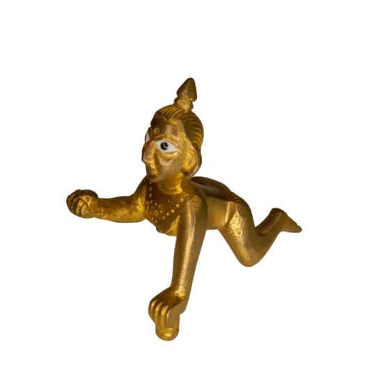 Brass Ladoo Gopal Idol, Height 3 Inch | Laddu Gopal Bala Krishna Murti for Pooja & Home Mandir (₹350)
