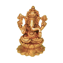 Brass Ganesh Idol Height 3.5 Inches seated on kamal, Ganesha / Ganpati Idol (₹1400)