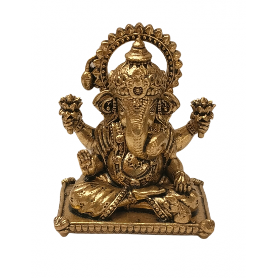 Brass Dagdu Seth (Dagdusheth) Ganesh Idol, Height 2 Inch - Plated Die-Cast Dagdusheth Ganpati Murti (₹690)