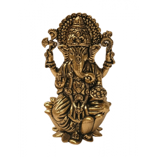 Brass Ganesh Idol, Height 2 Inch - Plated Die-Cast Ganpati Murti (₹400)