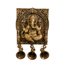 Brass Ganesha Wall Hanging (Hanging Bell Design), Length 7 Inch (Die-Cast, Plated) (₹5120)