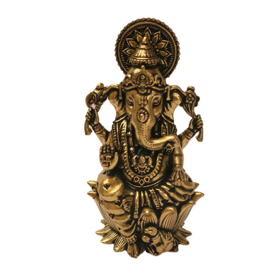 Brass Ganesh Idol, Height 2.5 Inch - Plated Die-Cast Ganpati Murti (₹550)
