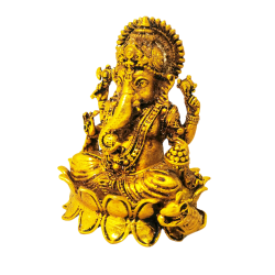 Brass Ganesh Idol Height 2.5 Inches seated on kamal, Ganesha / Ganapati Idol (₹1050)