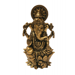 Brass Ganesh Idol Height 2.5 Inches seated on kamal, Ganesha / Ganapati Idol (₹1050)