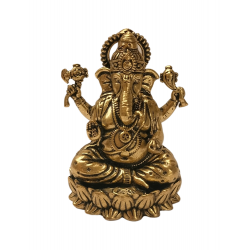 Brass Ganesh Idol, Height 2 Inch - Plated Die-Cast Ganpati Murti (₹410)