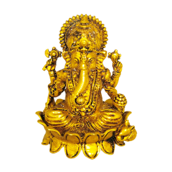 Brass Ganesh Idol Height 2.5 Inches seated on kamal, Ganesha / Ganapati Idol (₹1050)