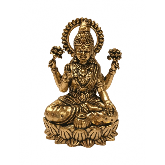 Brass Lakshmi Idol, Height 2.5 Inch - Plated Die-Cast Kamal Sitting Lakshmi devi Murti (₹880)
