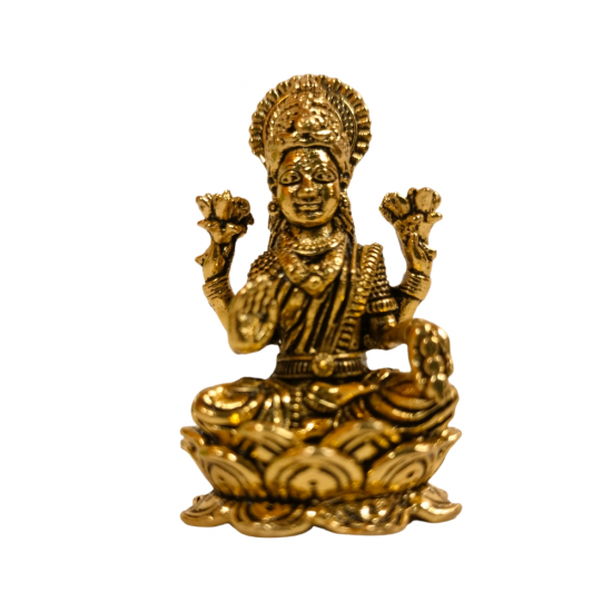 Brass Lakshmi Idol, Height 2 Inch - Plated Die-Cast Kamal Sitting Lakshmi devi Murti  (₹330)