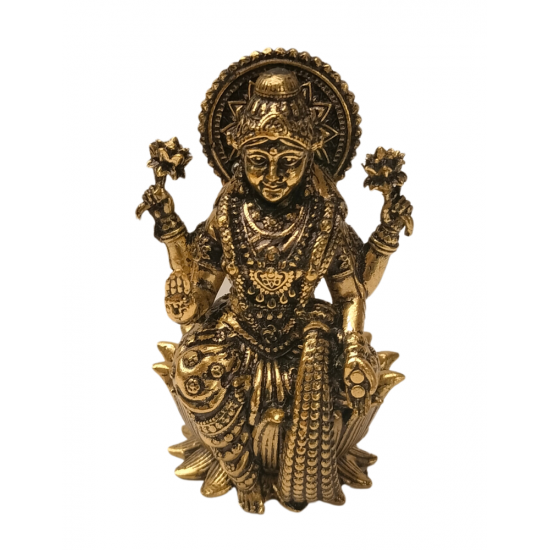 Brass Lakshmi Idol, Height 2.5 Inch - Plated Die-Cast Kamal Sitting Lakshmi devi Murti (₹880)