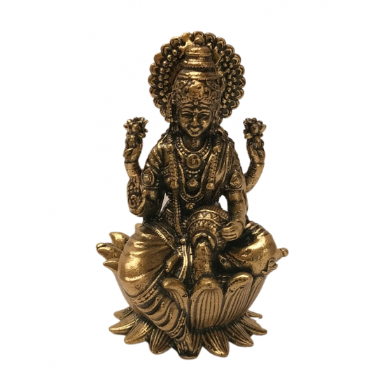 Brass Lakshmi Idol, Height 2 Inch - Plated Die-Cast Kamal Sitting Lakshmi devi Murti (₹400)