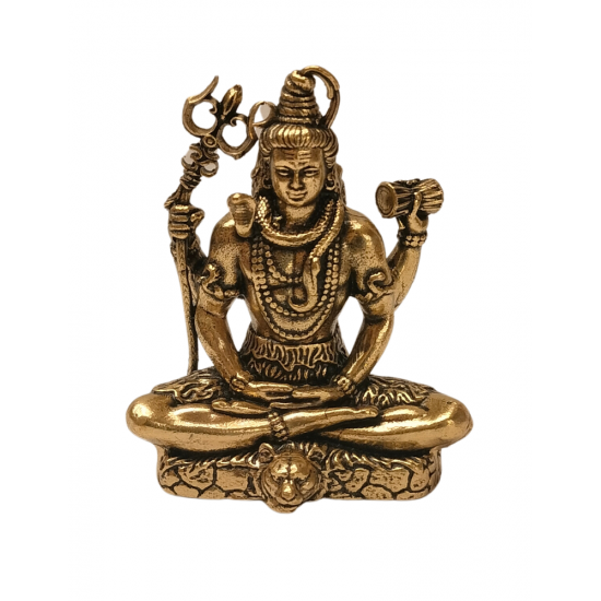 Brass Shankar Idol for Pooja | Diecast Lord Shiva Murti with Plating Finish | Small Shiv Idol for Home Temple, Height 2 inches (₹480)