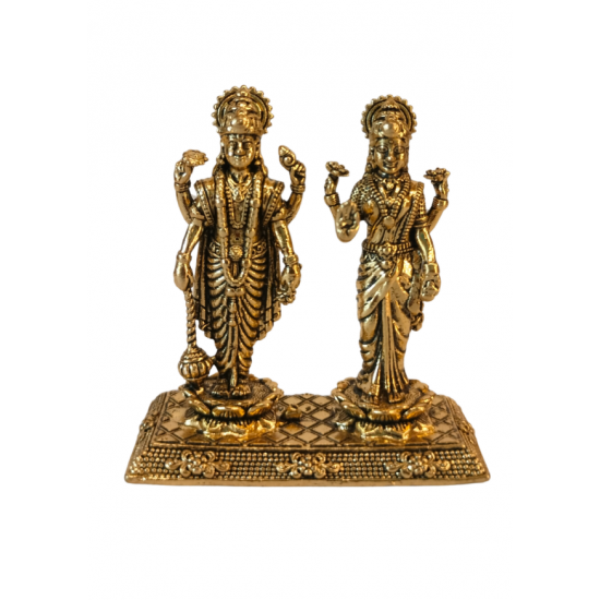 Brass Vishnu Lakshmi Idol Diecast Plated Murti for Pooja, Home Temple & Prosperity, Height 2 Inch (₹530)