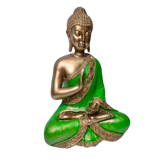 Gautam Buddha Idol Height 11 Inches Religious Decorative Showpiece (Polyresin / Fiber, Copper & Green) (₹2200)