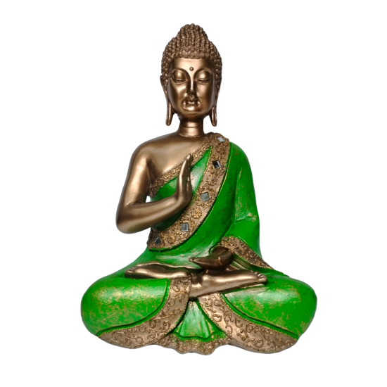 Gautam Buddha Idol Height 11 Inches Religious Decorative Showpiece (Polyresin / Fiber, Copper & Green) (₹2200)