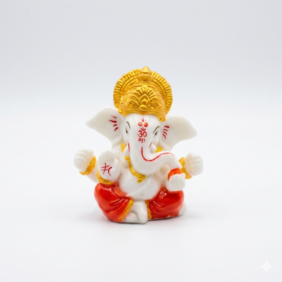 Ganesha Idol Height 2.5 Inches, Car Ganesh / Ganpati Religious Decorative Showpiece (Polyresin / Fiber) (₹170)