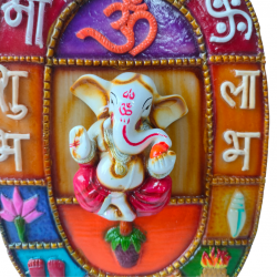Ganesha Ashtamangal Wall Hanging for Home Decor Height 8 inches (Polyresin / Fiber, Multicolor) (₹650)