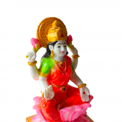 Lakshmi Idol Laxmi Ji Murti Sitting in Kamal for Mandir / Home decor Height 9 inches (Multicolor, Fiber / Poly resin) (₹1150)