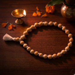Wooden Knotted Jap Mala for Meditation & Chanting 27 + 1 Beads with White Tassel (₹20)