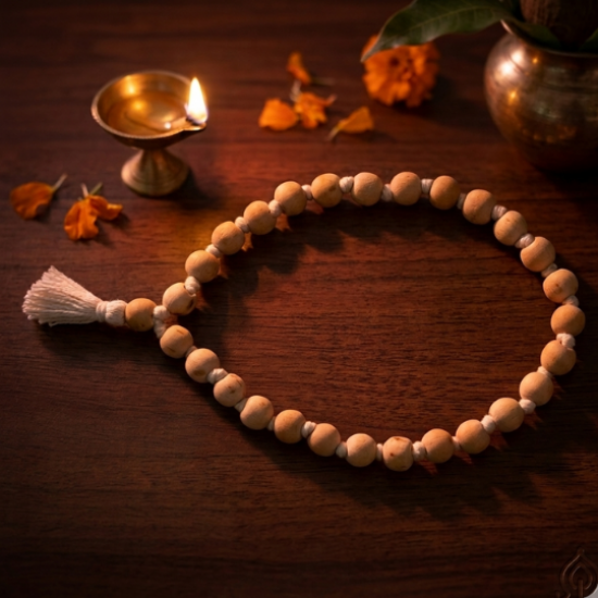 Wooden Knotted Jap Mala for Meditation & Chanting 27 + 1 Beads with White Tassel (₹20)