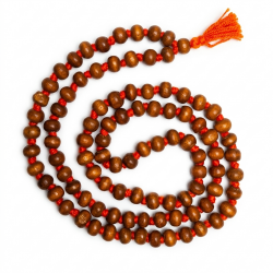 Japa Mala for Meditation & Chanting 108 + 1 Beads with Red Tassel / Wooden Knotted Jap Mala with Beige color Beads (₹49)