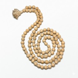Japa Mala for Meditation & Chanting 108 + 1 Beads with white Tassel / Wooden Knotted Jap Mala with Beige color Beads (₹49)