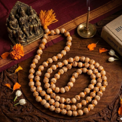 Ram Naam Tulsi Mala For Jaap & Wearing (108+1) Beads / Ram Naam Inscribed Knotted Japa Mala wooden beads Dori Necklace (₹139)