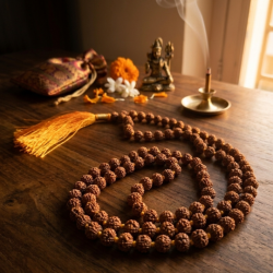 108 Beads Original Panchmukhi Rudraksh Japa Mala / 5 Mukhi Rudraksha Mala For Protection, Meditation And Yoga / Natural Rudraksha Mala Java Origin (₹1350)