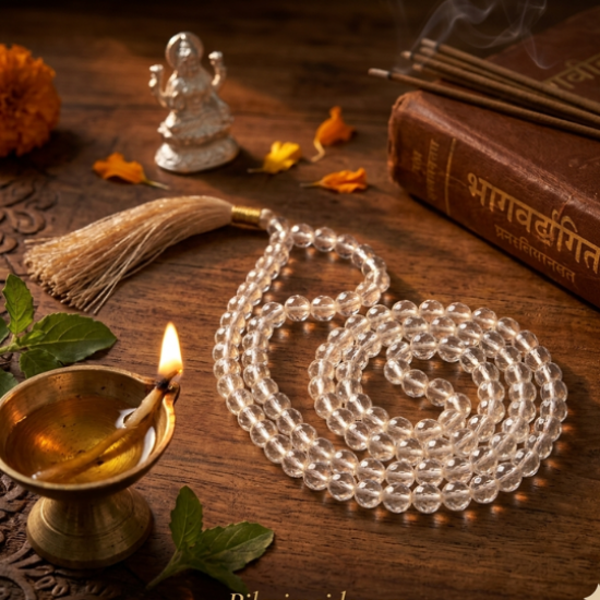 Sphatik Jaap mala for Pooja & Wearing, Holding (108 Beads) / Real Spatik Japa mala / Natural Clear Quartz Crystal Necklace Jap Mala (₹2249)