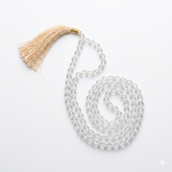 Sphatik Jaap mala for Pooja & Wearing, Holding (108 Beads) / Real Spatik Japa mala / Natural Clear Quartz Crystal Necklace Jap Mala (₹2249)