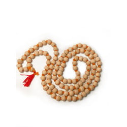 Japa Mala for Meditation & Chanting 108 + 1 Beads with Red Tassel / Wooden Knotted Jap Mala with Beige color Beads (₹49)