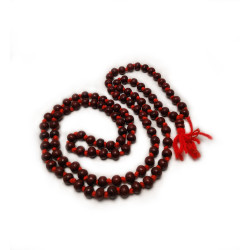 Premium Quality wooden Knotted Jap Mala with Dark Red Beads (₹99)