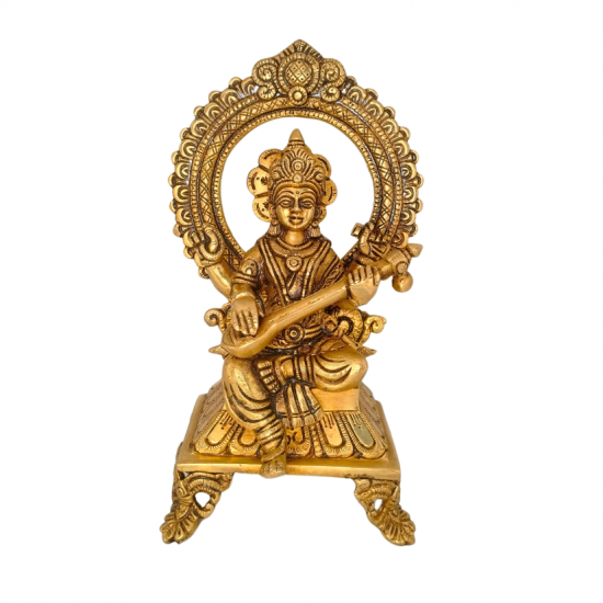 Brass Idol Saraswati 9 Inch (₹4900)