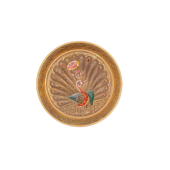 Brass Pooja Plate/ Thali (Pin Tray etching design), Diameter 6 inches (₹1080)