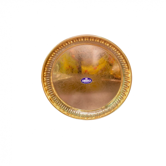 Brass Pooja Plate/ Thali/ Tableware (Floral etching design), Diameter 6 inches (₹400)