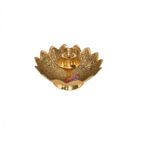 Brass Incense stick Holder/ Agarbatti Stand/ Agardaan (flower shaped etching design), diameter 5 inches (₹640)